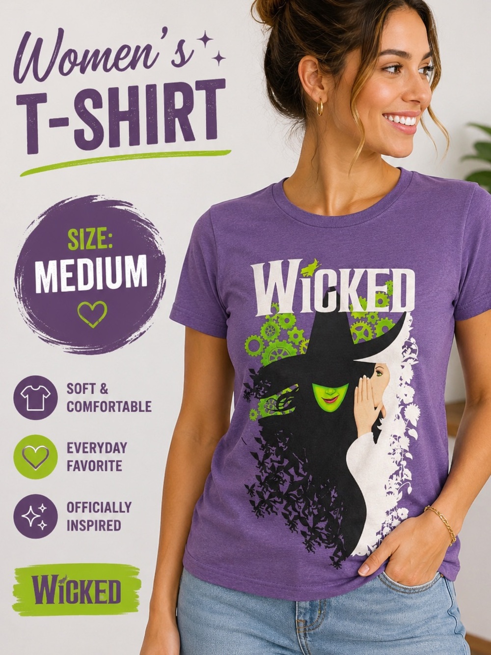 Wicked Graphic Tee - Purple Women's Short Sleeve Top MEDIUM